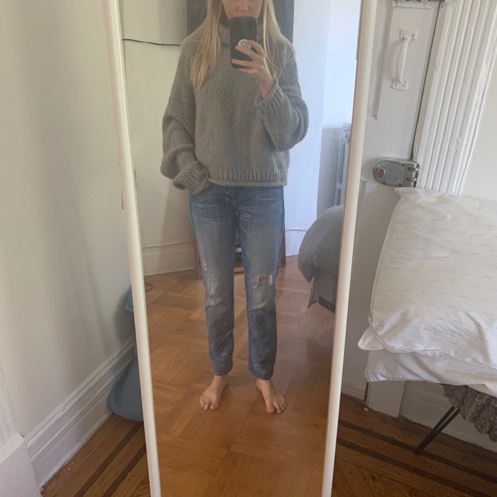 Anthropologie cropped knit turtleneck sweater